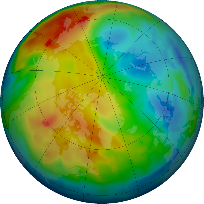 Arctic ozone map for 29 December 2012